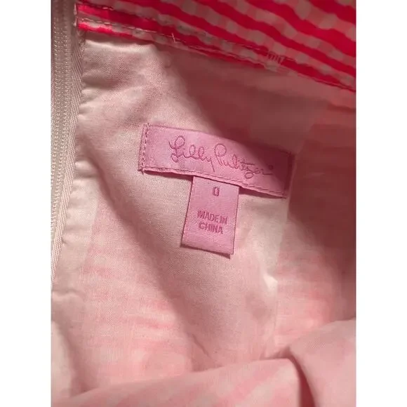 Lilly Pulitzer Thyme Skirt Fiesta Pink Pretty Gingham  0 NWT - Picture 6 of 7